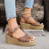 Модные женские босоножки на танкетке с перекрестными ремешками, толстые босоножки с пряжкой, гладиаторские туфли, женские летние пляжные босоножки на толстой платформе, женские