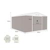 Metal Garden Shed 12.99 M² - 340 X 382 X 210 Cm - NEPTUNE - Anchoring Kit Included, 2 Sliding Doors - Taupe