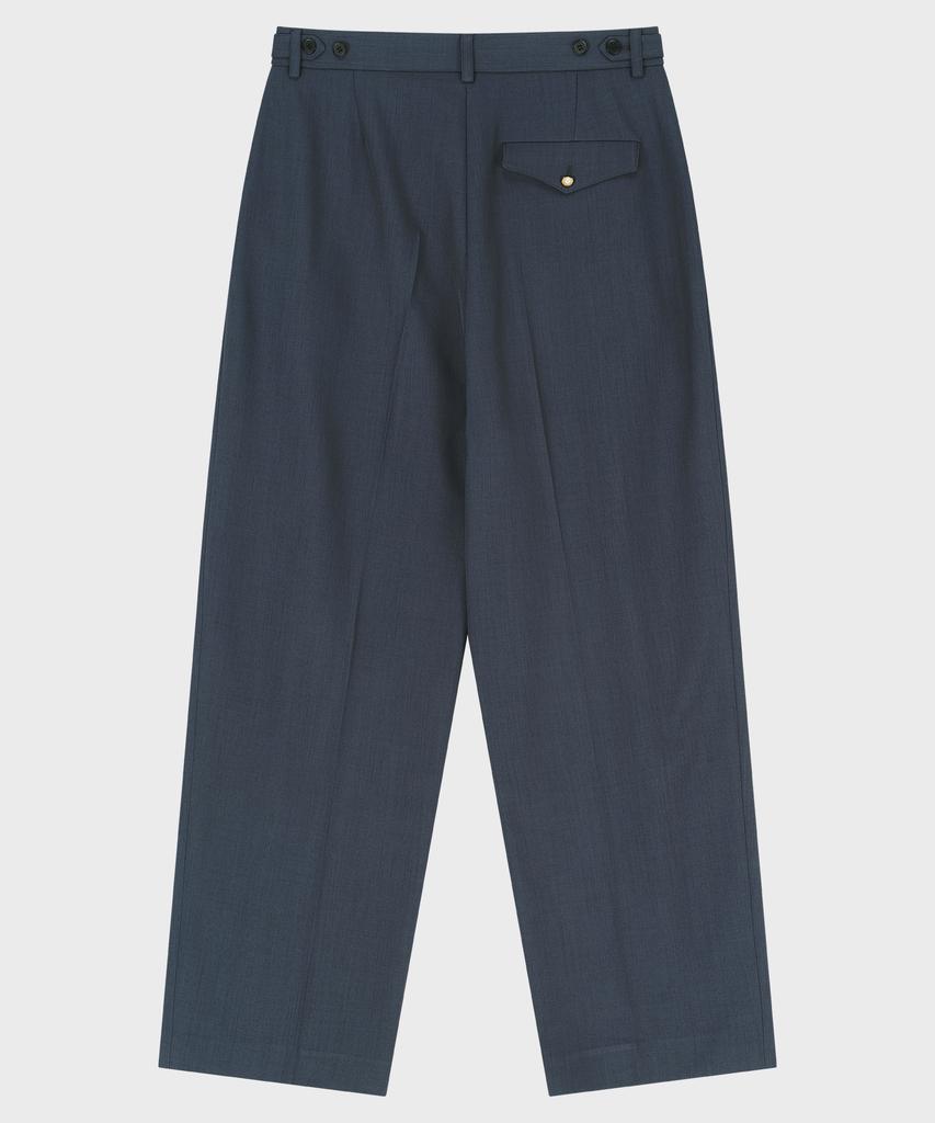 NOIRER 80S Classic One-Pleat Wide Slacks (Navy)