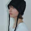 Poesiedame BRAIDED STRAP BEANIE IN BLACK