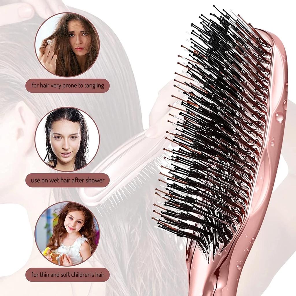 Пластиковая щетка для кожи головы Rose Gold для массажа и распутывания волос