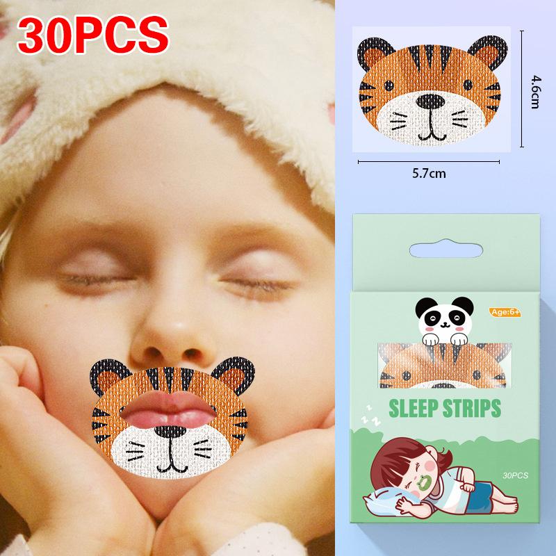 30Pcs Cartoon Anti-Snoring Stickers for Kids Sleeping Closed-Mouth Breathing Correction Nose Shaping Orthosis Tape 'Shut Up'