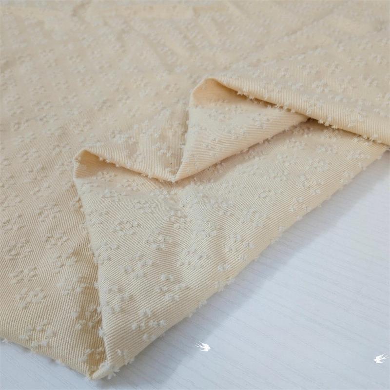 Washed Pure Cotton Denim Jacquard Fabric Vintage Crochet for Diy Sewing Jacket Shirt Dress Clothing Design Fabrics Cloth