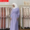 Muslim Women Soft Chiffon Long Skirt Solid Color Maxi Dress Baju Raya Jubah Muslimah Kaftan Long-sleeved Dress