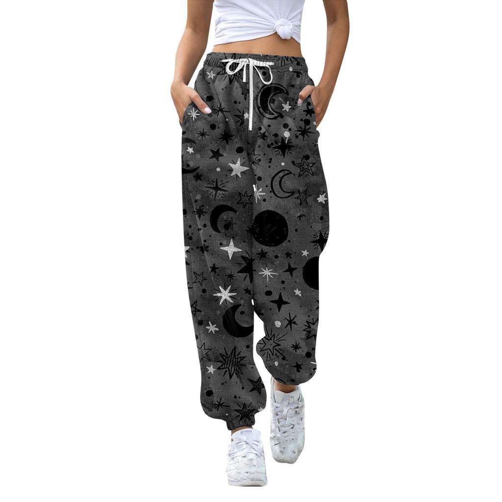 Women's Casual Fashion Halloween Printed Leisure Pants Sweatpants Trousers Drawstring Elastic Waist Drawstring Drawstring Pants