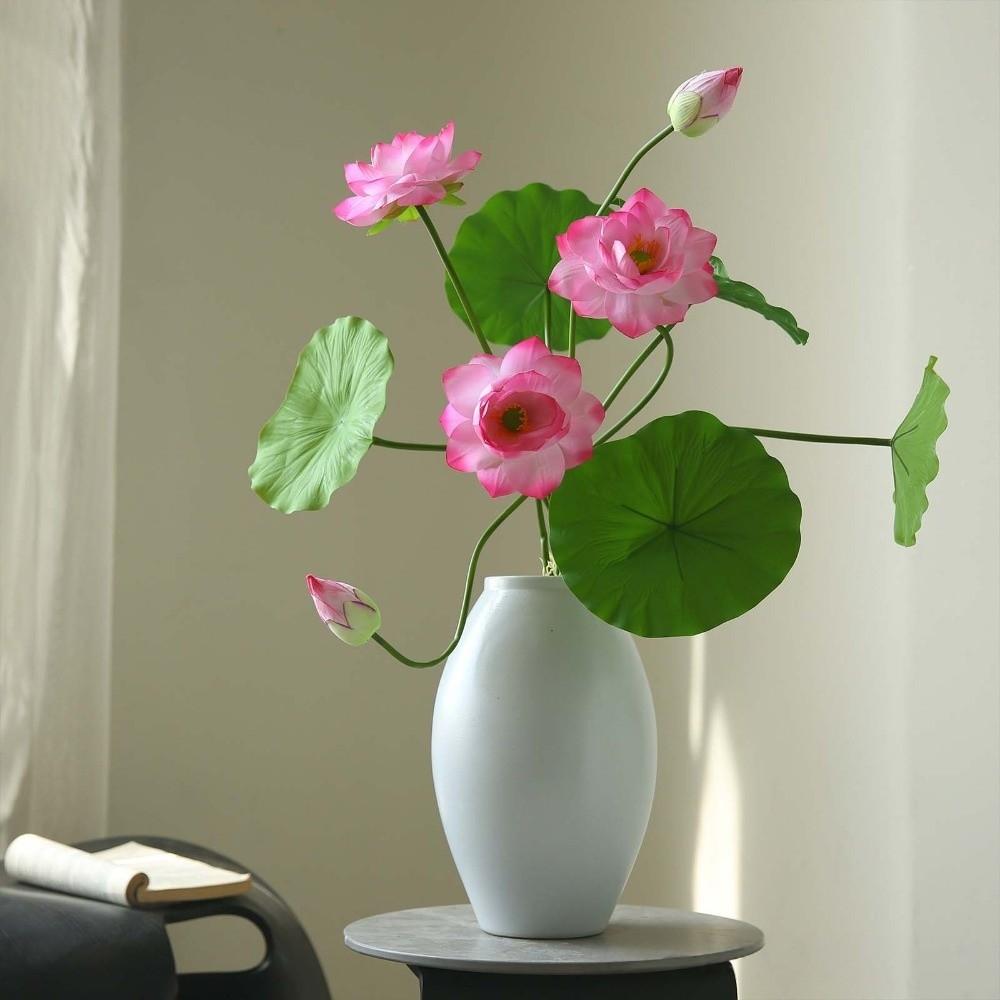 55cm Silk Lotus Flower Zen Spirit Fake Flowers Artificial Flower Branch Outdoor Garden Decor