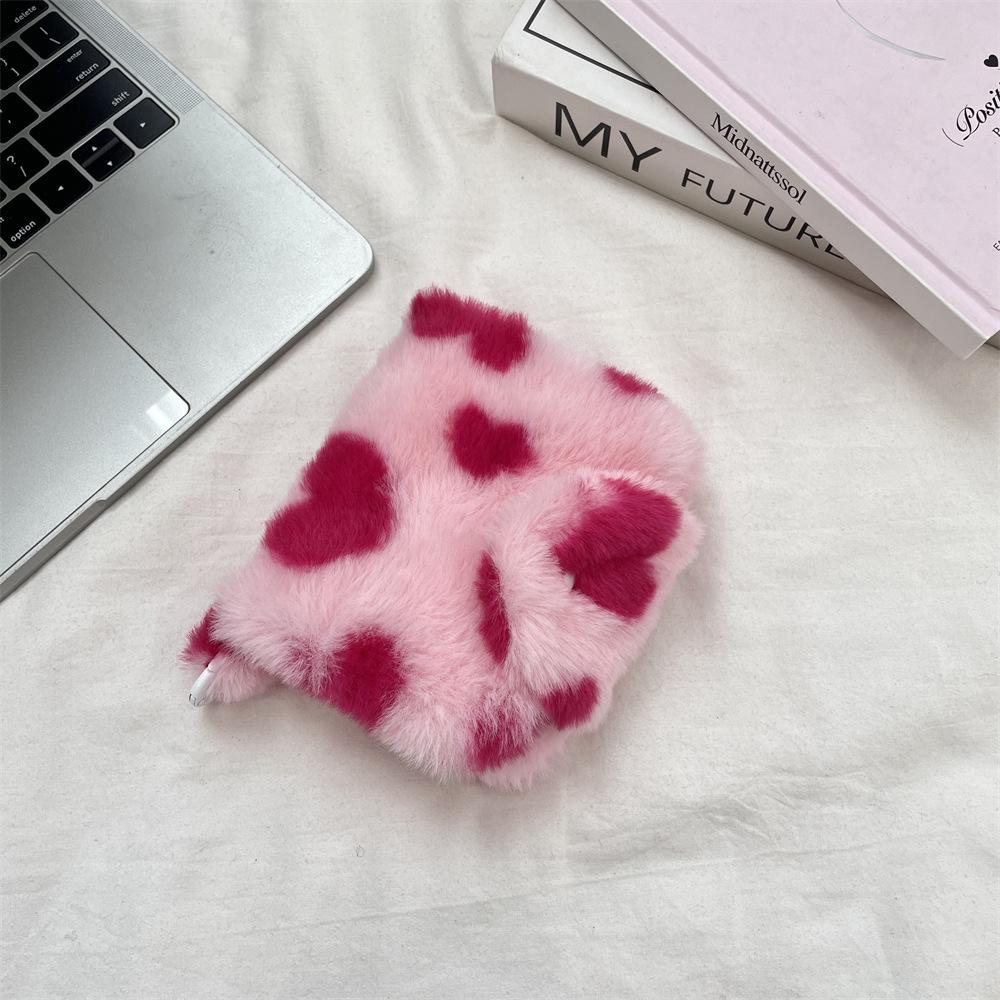 Большая плюшевая сумка для хранения с принтом леопарда (розовый) с держателем для карт