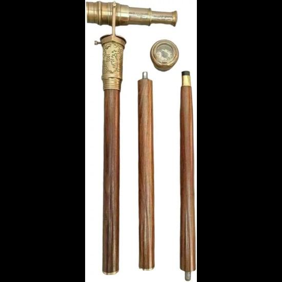 Телескопический компас, спрятанный на деревянной трости для ходьбы