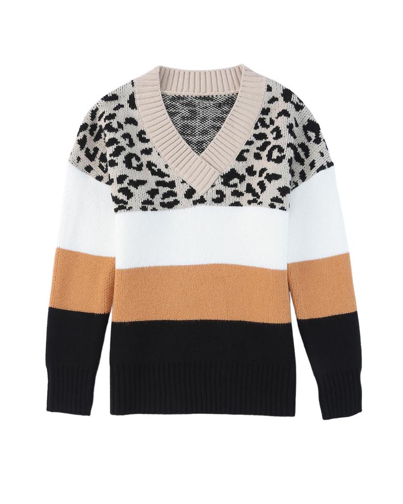 Azura Exchange Свитер с длинными рукавами в стиле колор-блок