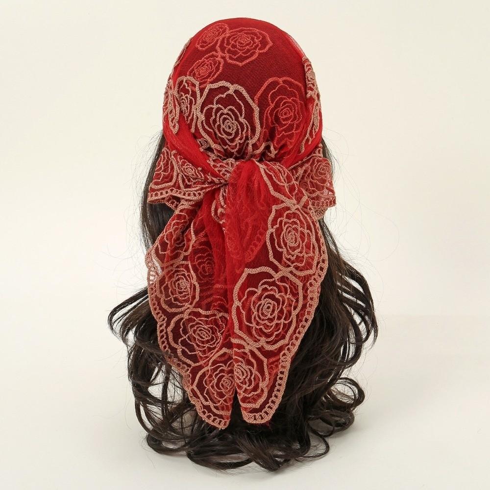 Floral Embroidery Lace Scarf Breathable Sunscreen Shawls Fashion Headscarf Summer