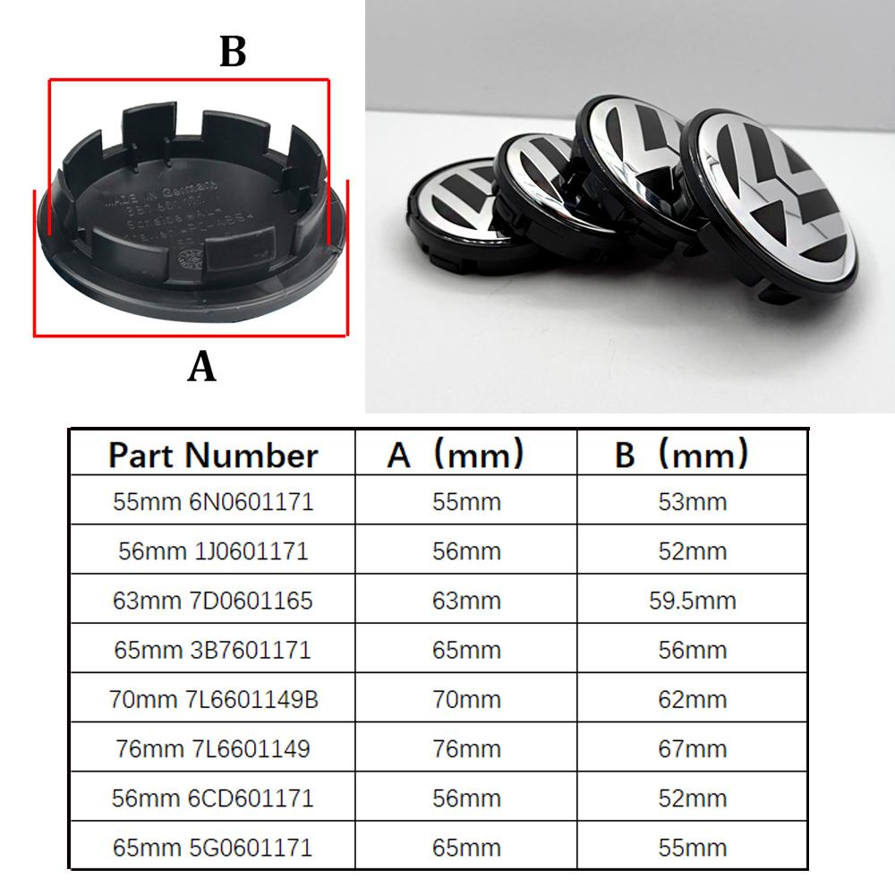 T31GT 4pcs 55mm 56mm 65mm 70mm 76mm Car Wheel Center Caps Hubcap Cover for VW Volkswagen Jetta MK5 Golf Passat styling 6N0601171