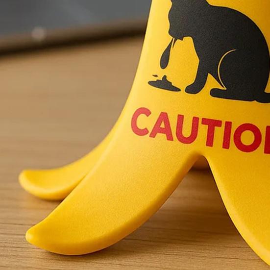 1/2Pcs Cat Vomit Caution Sign Banana Peel Cat Vomit Warning Sign Home Office Mini Table Sign Humorous Decoration Animal Lovers Gift