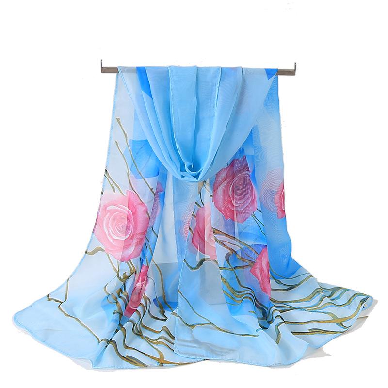 Chiffon Scarf for Women In Summer Ethnic Style New Style Gauze Scarf Korean Version for Women Versatile Sun Protection Shawl