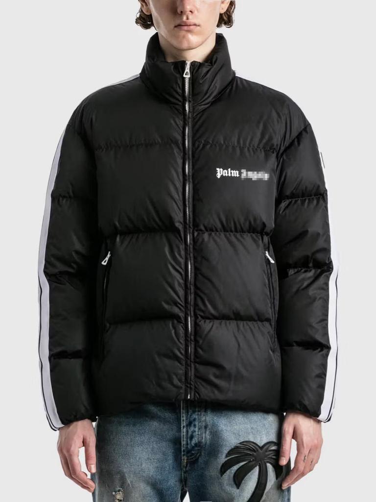 Унисекс Хлопковая куртка Palm Angel в полоску, цветовые блоки, принт с буквами, воротник-стойка