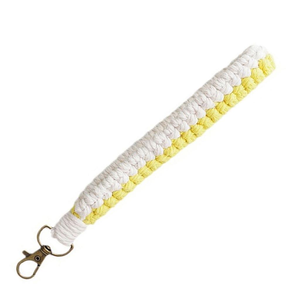 Handmade Cotton Rope Keychain Charm Colorful Braided Wristlet Keyring Soft Woven Key Rings Accessory for Men and Women