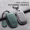 Leather Car Key Case Cover Shell For Hyundai Grand Santa Fe 3 DM I30 IX35 Ix45 Encino KONA Solaris Azera Grandeur Creta 2 Kona