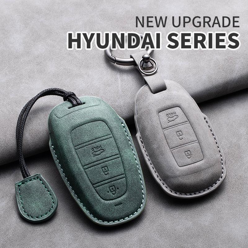 Leather Car Key Case Cover Shell For Hyundai Grand Santa Fe 3 DM I30 IX35 Ix45 Encino KONA Solaris Azera Grandeur Creta 2 Kona