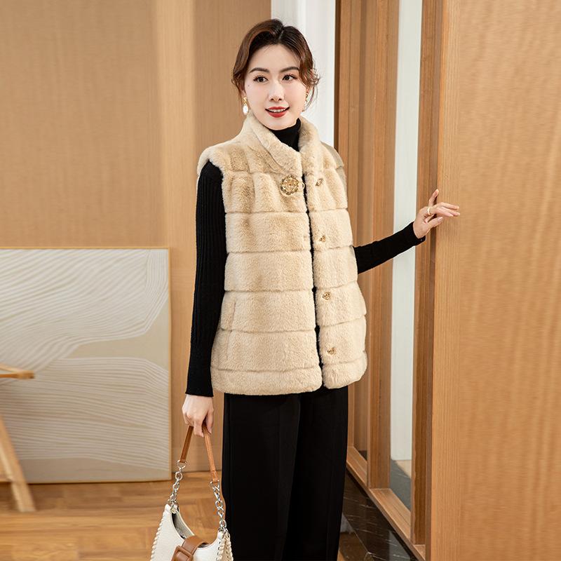 Зимнее платье для мамы, жилет из искусственного норкового флиса, пальто, новое женское платье в стиле вестерн среднего возраста, однотонное пальто для вашей леди, верх