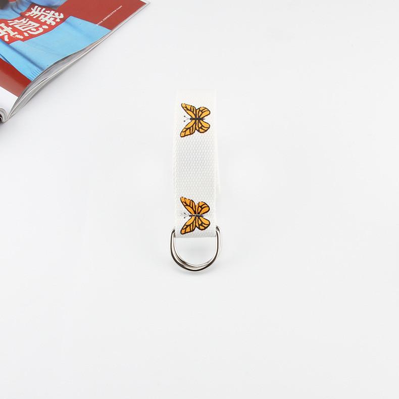 Унисекс тканевый пояс с рисунком бабочки, пряжка с двойной петлей для повседневной носки