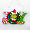 Christmas Hanging Sign Wooden Seasonal Door Wall Sign Santa Hat Green Elf Holiday Decor