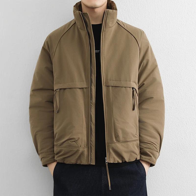 Осень Зима Мужская Свободная Куртка Харадзюку Мужские Куртки Парки Мужская Мода Повседневные Пальто Мужская Верхняя Одежда Черные Хлопковые Утепленные Куртки