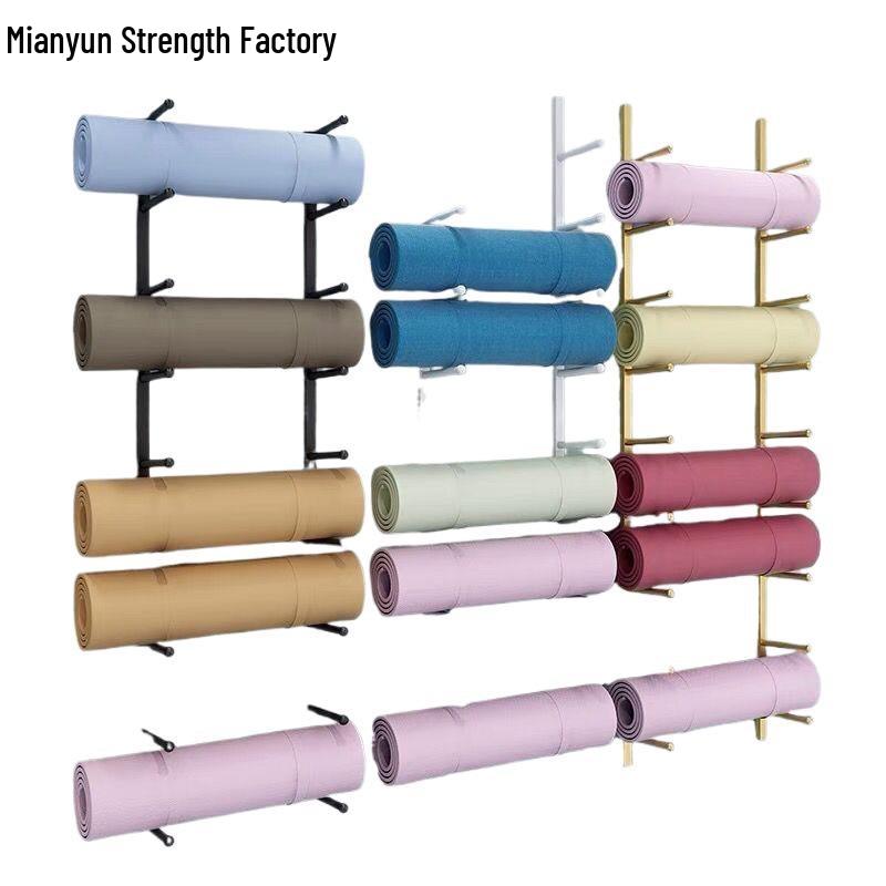 Настенная многоярусная стойка-органайзер для ковриков для йоги большой вместимости