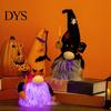 Indoor Window Display Props Halloween Light Up Gnome Decoration, Spooky Orange Black Swedish Tomte Elf Figurine, Soft Polyester Holiday Crafts