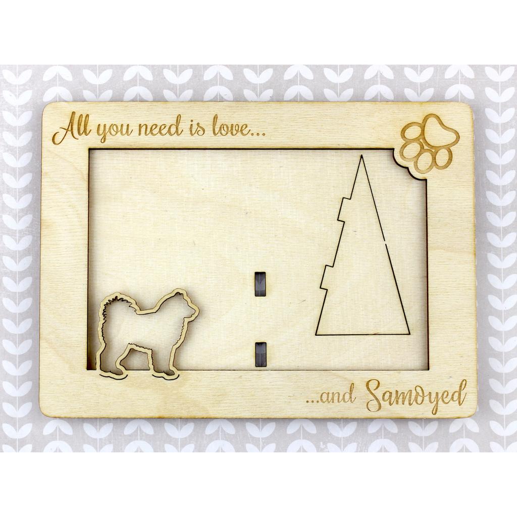 Samoyed, Bjelkier, Samoiedskaya Sobaka – Photo frame, engraved wooden frame | Art-Dog