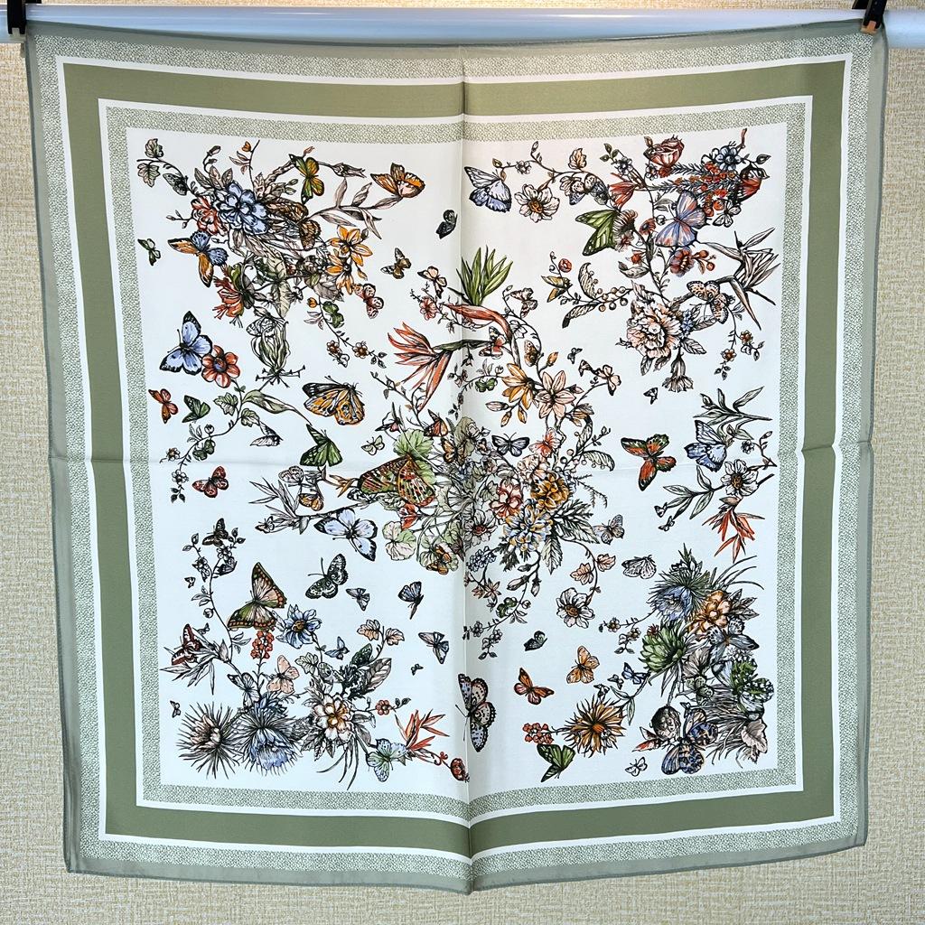 Early Spring 70 Plain Satin 100% Mulberry Silk Silk Scarf Medium Square Scarf Silk Scarf Shawl Versatile Scarf