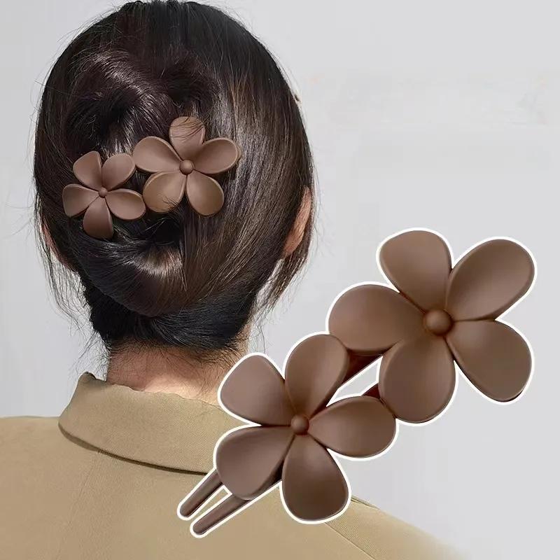 Fashion Flower Hair Clip Headdress Women Hair Clips Back Head Spoon Coiled Hair Hairpin Duckbill Clip Ponytail Clip