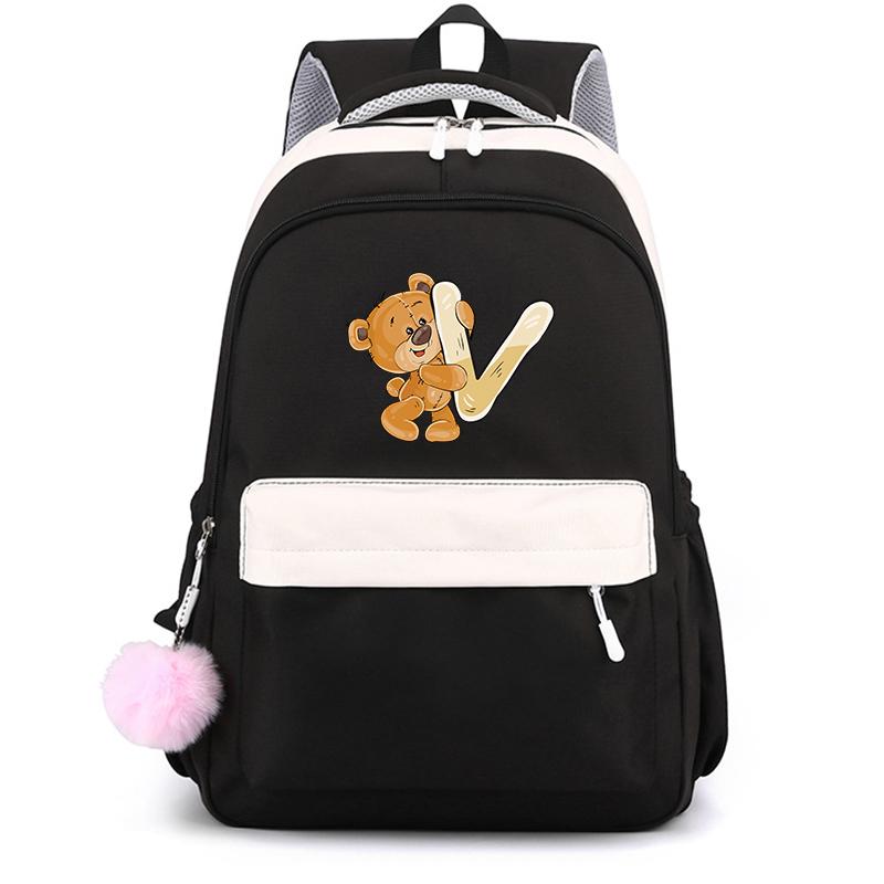 Школьный рюкзак Little Bear с 26 английскими буквами, школьная сумка Kawaii, школьная сумка с героями мультфильмов, рюкзак Mochilas, подростковый рюкзак для девочки, подарок
