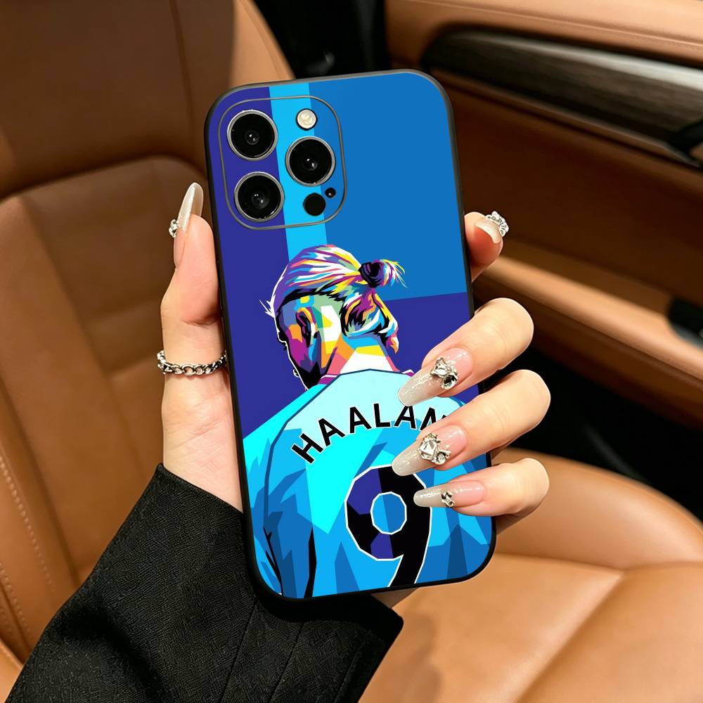 Чехол для телефона E-Erling Haaland № 9 для iPhone 17, 16, 15, 14, 13, 12, 11 Pro Max, 16 Plus, XS Мягкий Черный Чехол