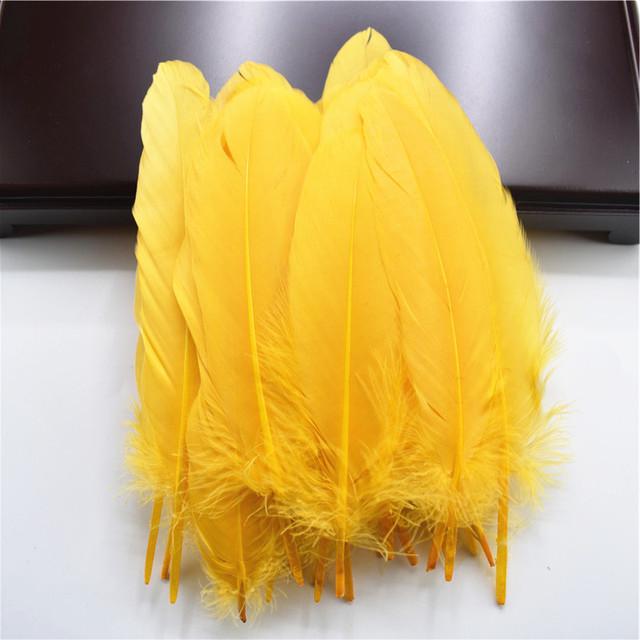 100pcs /Lot Colorful Hard Stick Natural Goose Feathers For Needlework Crafts Feather Handicraft Decor Wedding Accessories Plumes