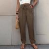 Женские повседневные брюки однотонные с эластичным поясом и завязками на шнурке, брюки с карманами