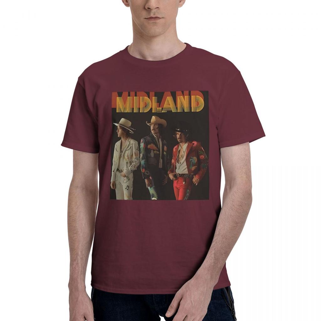 Midland Band 100 Хлопок Повседневный Дышащий Удобный Милый Дизайнерская Одежда Мужская Футболка с Графикой