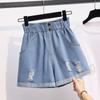 Джинсовые джинсы больших размеров, женские летние модные тонкие повседневные женские шорты с высокой талией, обжимные шорты, брюки