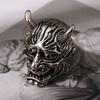 Retro Prajna Mask Ring for Men Punk Gothic Adjustable Open Ring Biker Zircon Rock Hiphop Streetwear Unisex Accessories Gift