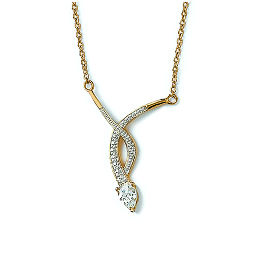 Les Trésors De Lily [D6726] - Gold Plated Necklace 'Temptation' White Gold - 3 Cm