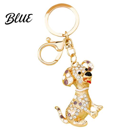 Alloy Keychain Pendant Rhinestones-Encrusted Cartoon Puppy Charm Key Chain Durable