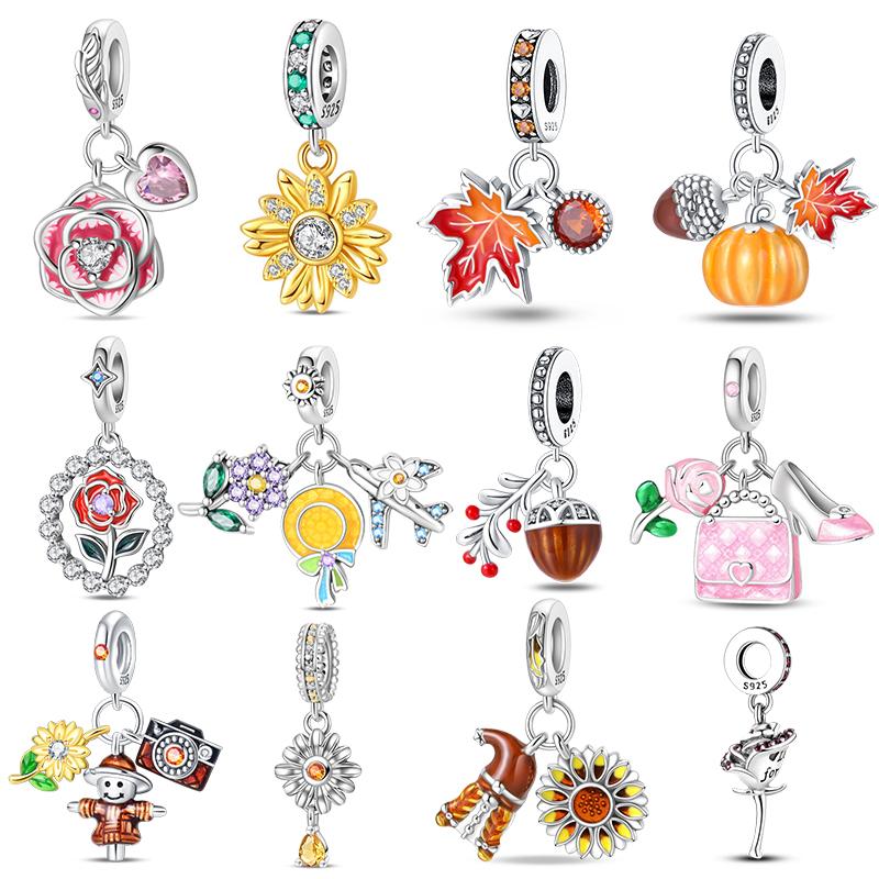 Шарм Медный Растение Цветок Тема Коллекция Подвеска Для 3-миллиметрового Оригинального Браслета Ожерелья Роскошные Тонкие DIY Украшения Женский Подарок