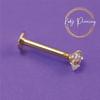 KODY PIERCING Золотая губа 14 карат с цирконом в оправе 1,5 мм