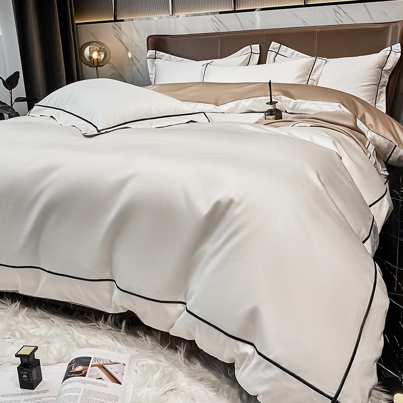 Роскошный комплект из 4 предметов из длинноволокнистого хлопка Синьцзяна: Осенне-зимние простыни, пододеяльники и постельные принадлежности