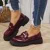 Foreign Trade Large Size 2025 Small Leather Shoes Women's 2025 British Style One-pedal Thick-soled Thick-heeled Fashion Loafers