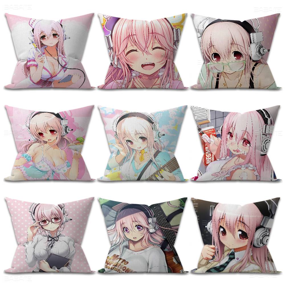 Мультяшная виртуальная певица Super Sonico Подушка Подарок Домашний Офис Декор Спальня Диван Автомобиль Наволочка чехол x