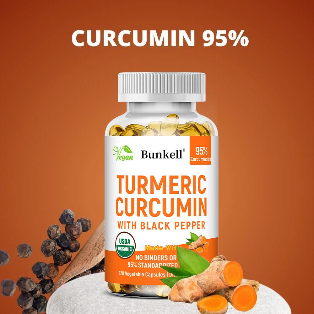 Turmeric Curcumin with Black Pepper Extract, 120 Vegan Vegetable Capsules, Curcuminoids Dietary Supplement