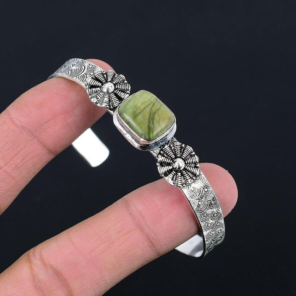 Daughters Day Sale 925 Sterling Silver Natural Polychrome Jasper Bangle Bracelet