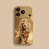 Стеклянный чехол для телефона iPhone 17 11 12 13 14 15 16 Pro Max 15 Plus 17Air 16E с золотым узором льва и золотой металлической краской