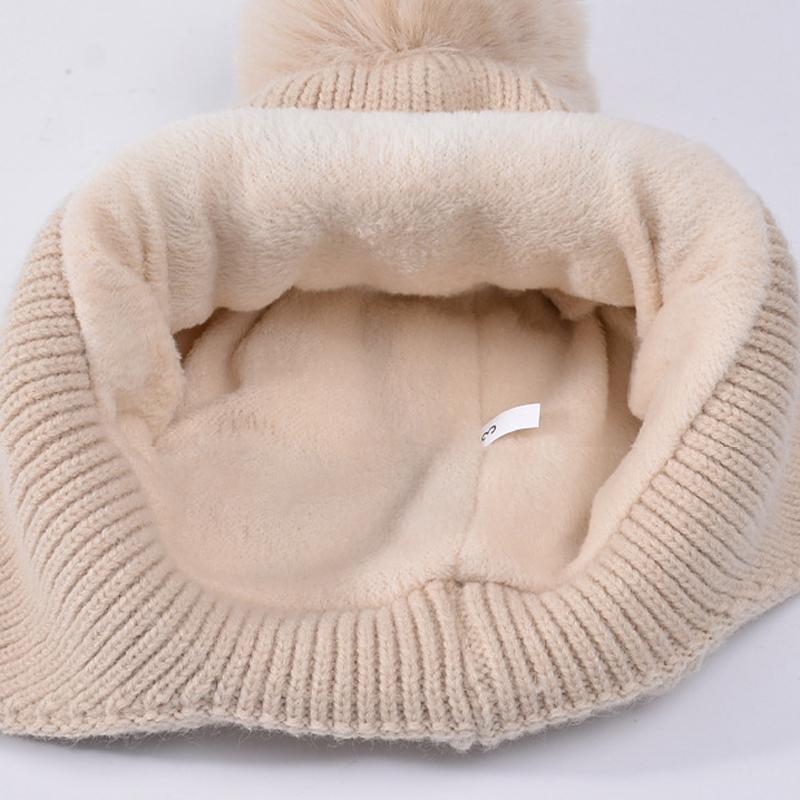 Детский зимний набор шапка и перчатки с помпоном из искусственного меха, детская шапка-бини с ушками, утолщенная теплая детская вязаная шапка, костюм 4-10 лет
