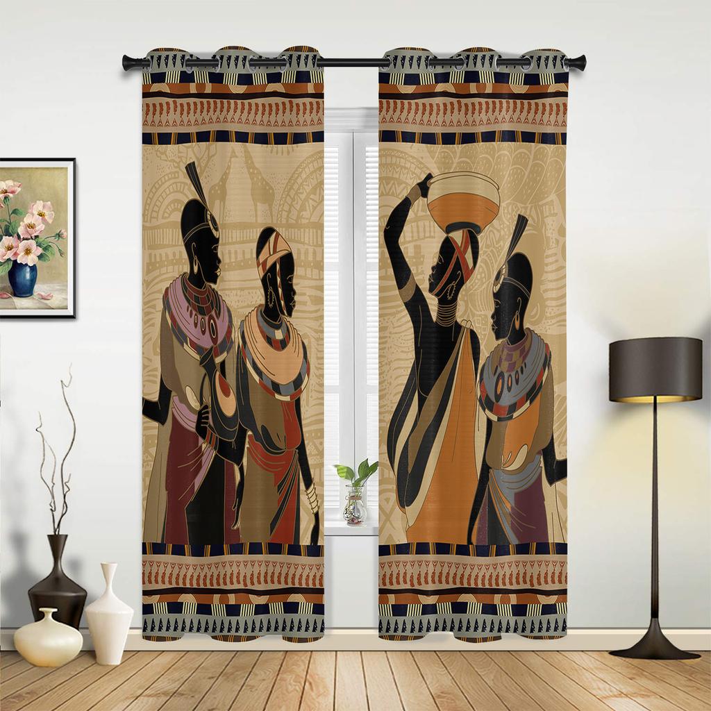 Ethnic Style African Women Black Women Curtains for Bedroom Living Room Drapes Kitchen Children's Room Window Curtain Home Decor