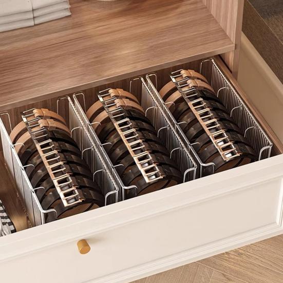 1/2Pcs Belt Storage Boxes Large Capacity 4 Grids Transparent Design Tie Belt